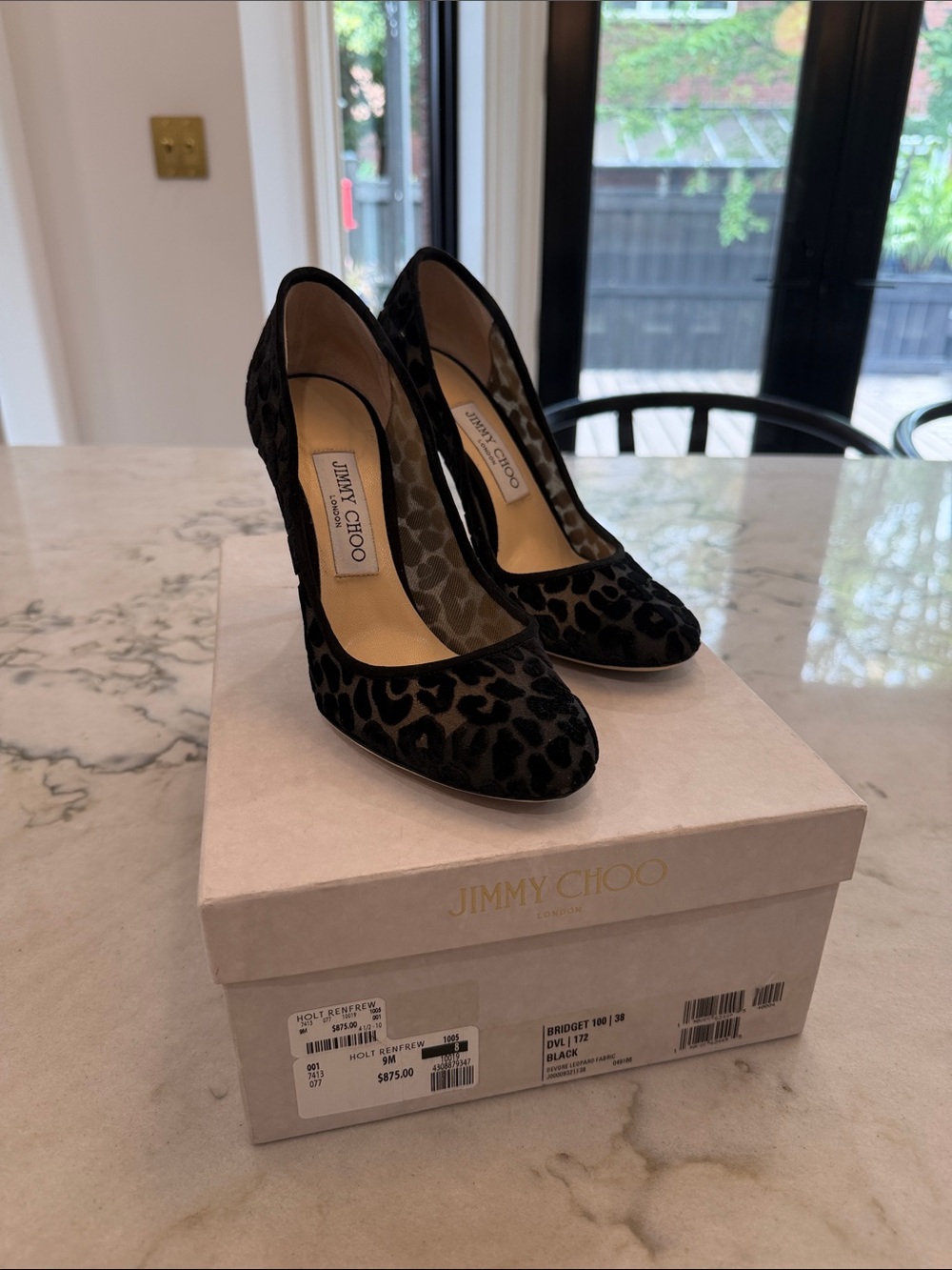 Jimmy Choo Black Leopard Bridget 100 Pumps